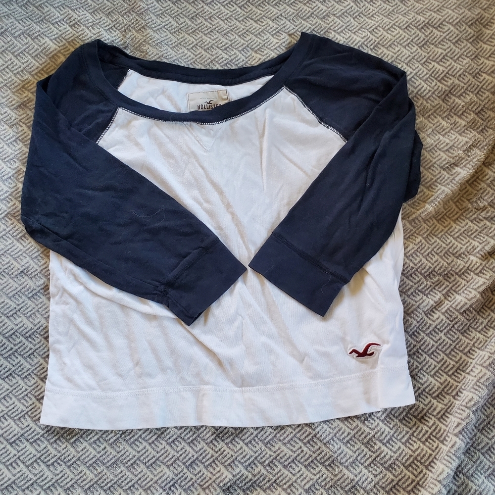 Hollister Crop Top with 3/4 Length Sleeves, Sz S